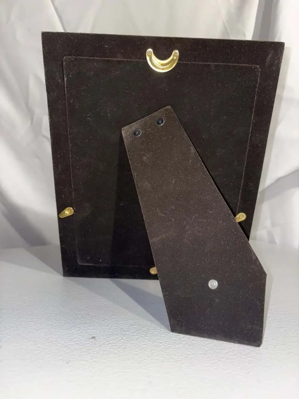 Vintage Solid Brass Hand Polished & Lacquer Coated Art Deco Geometric 8x10 Photo